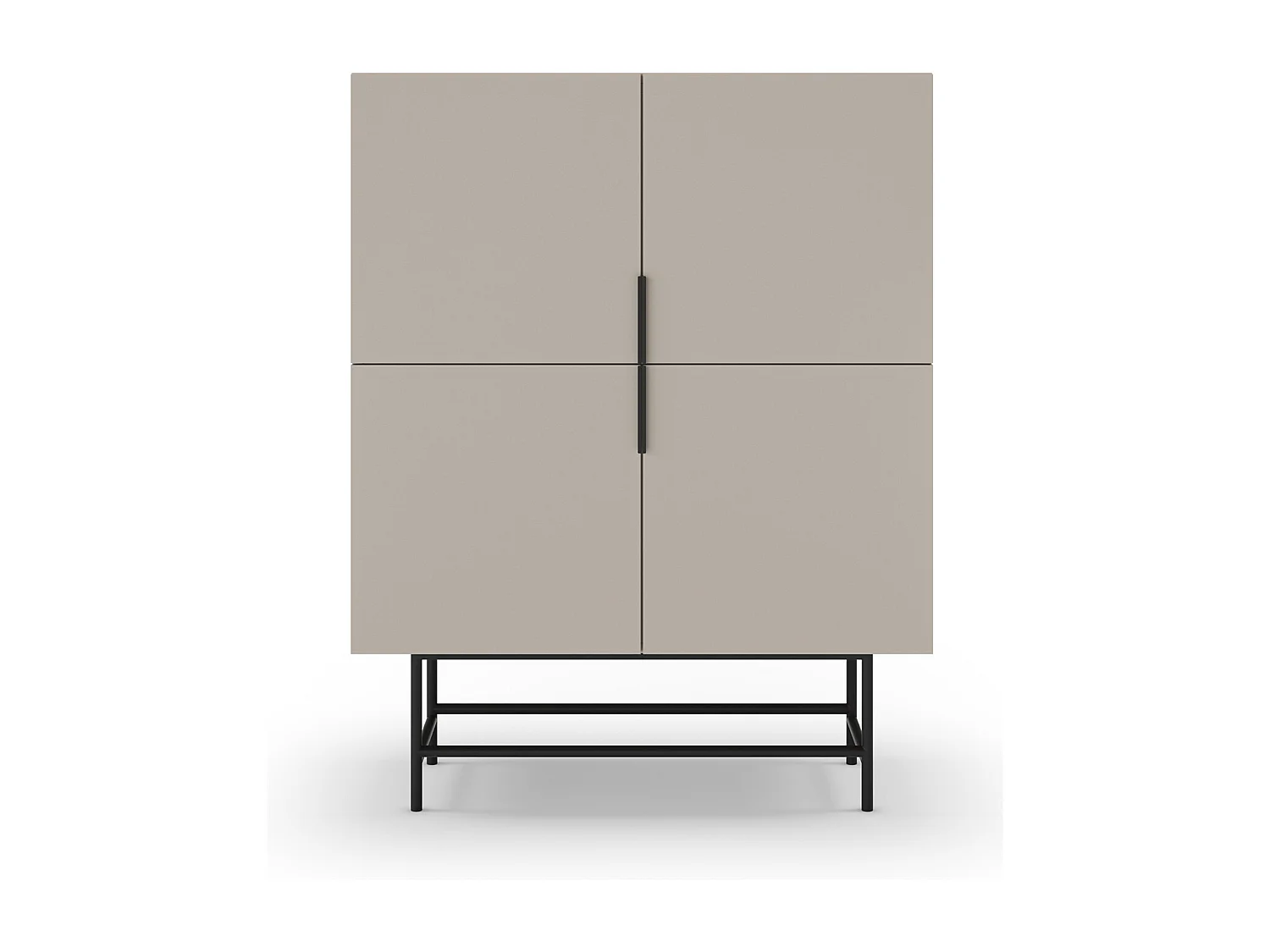 Buffet, meuble de rangement aspect bois coloris crème et pieds en métal noir - Longueur 100 x Profondeur 40 x Hauteur 128 cm