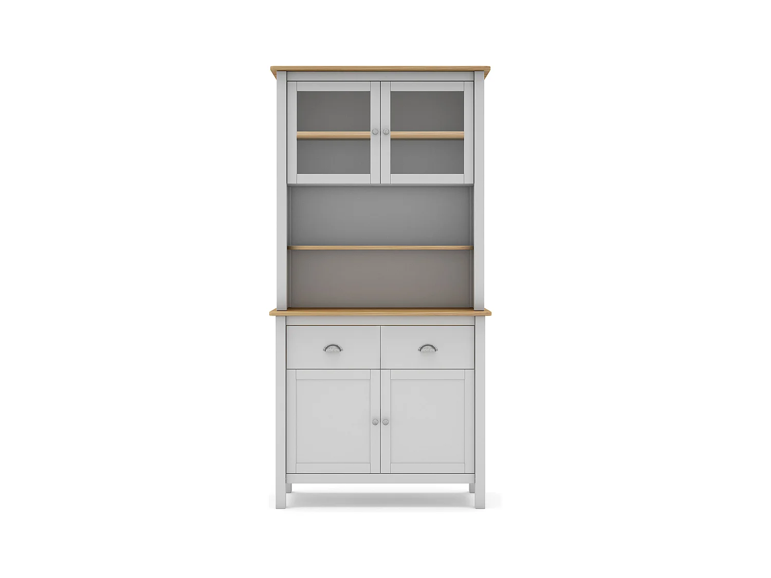 Buffet, meuble de rangement avec 4 portes et 2 tiroirs coloris blanc, chêne - Longueur 90 x Profondeur 40 x Hauteur 180,50 cm