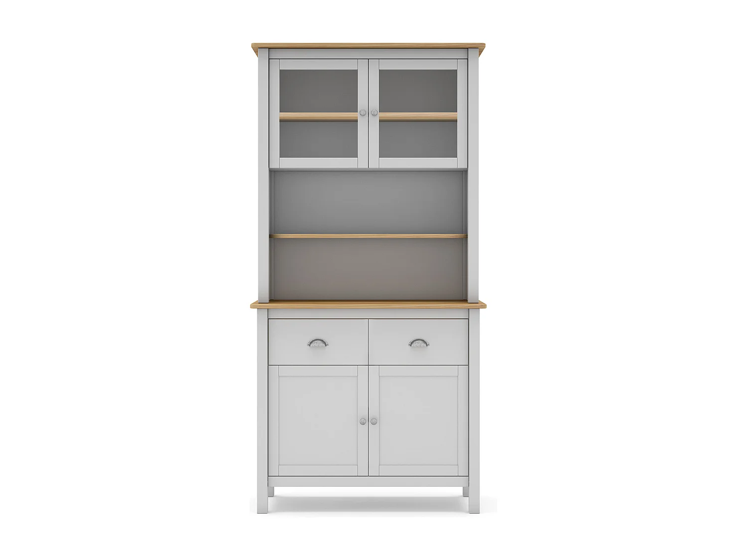 Buffet, meuble de rangement avec 4 portes et 2 tiroirs coloris blanc, chêne - Longueur 90 x Profondeur 40 x Hauteur 180,50 cm