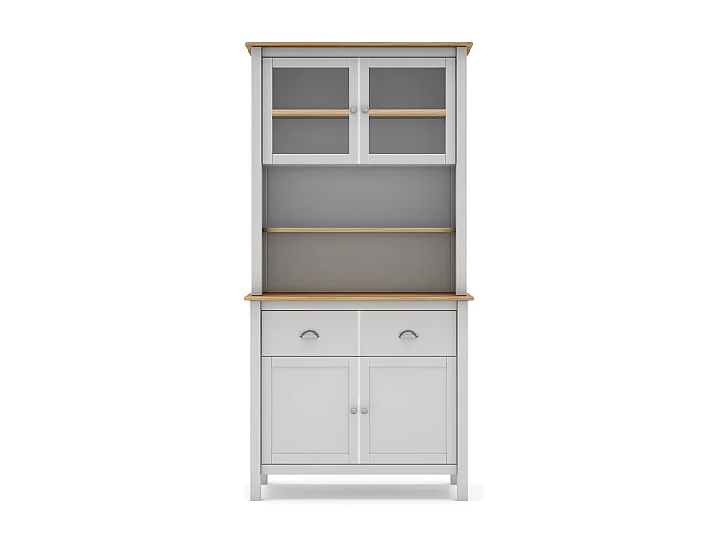 Buffet, meuble de rangement avec 4 portes et 2 tiroirs coloris blanc, chêne - Longueur 90 x Profondeur 40 x Hauteur 180,50 cm