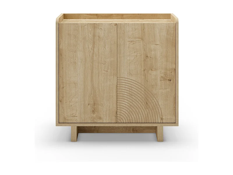 Buffet, meuble de rangement aspect bois avec 2 portes coloris chêne - Longueur 80 x Profondeur 40 x Hauteur 80 cm