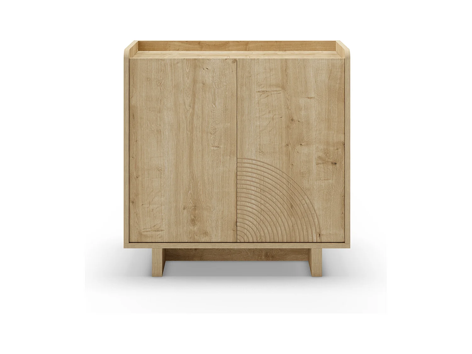 Buffet, meuble de rangement aspect bois avec 2 portes coloris chêne - Longueur 80 x Profondeur 40 x Hauteur 80 cm