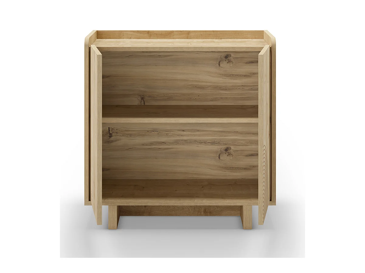 Buffet, meuble de rangement aspect bois avec 2 portes coloris chêne - Longueur 80 x Profondeur 40 x Hauteur 80 cm