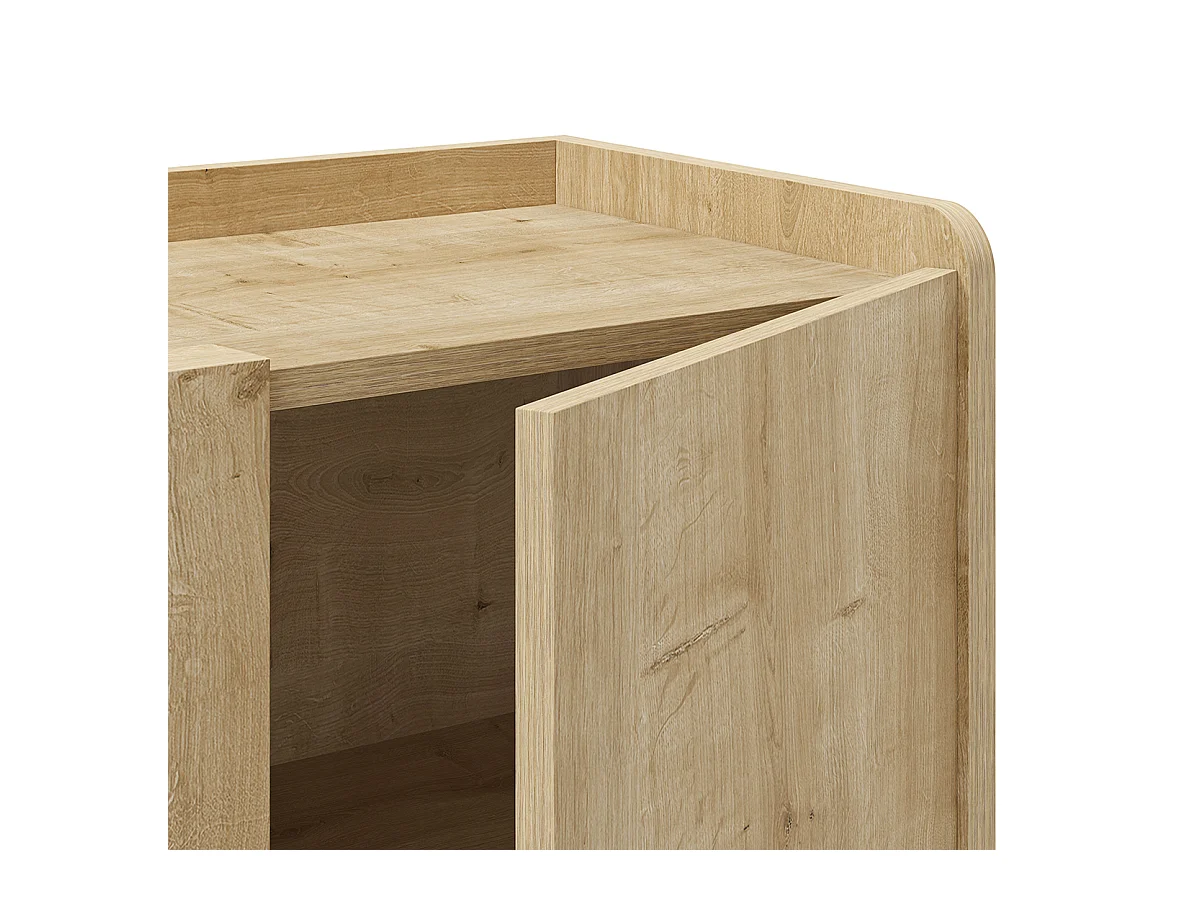 Buffet, meuble de rangement aspect bois avec 2 portes coloris chêne - Longueur 80 x Profondeur 40 x Hauteur 80 cm