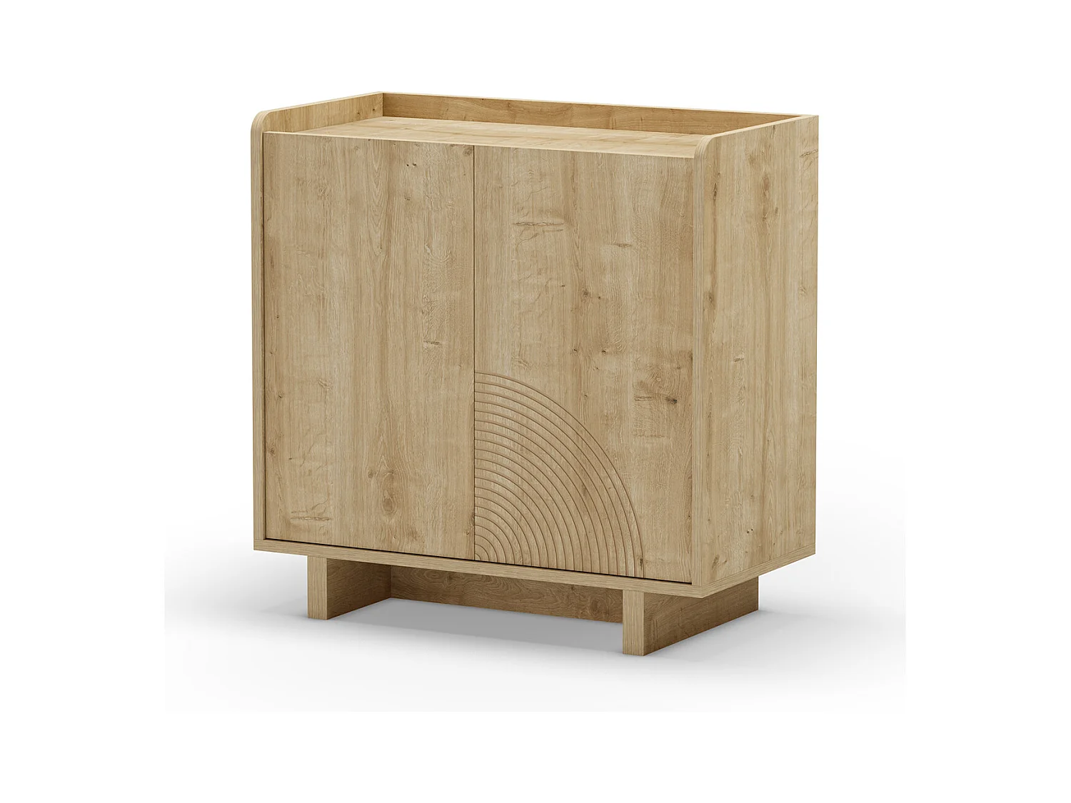 Buffet, meuble de rangement aspect bois avec 2 portes coloris chêne - Longueur 80 x Profondeur 40 x Hauteur 80 cm