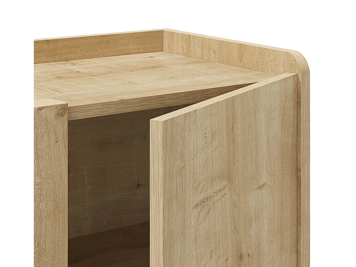 Buffet, meuble de rangement aspect bois avec 2 portes coloris chêne - Longueur 80 x Profondeur 40 x Hauteur 80 cm