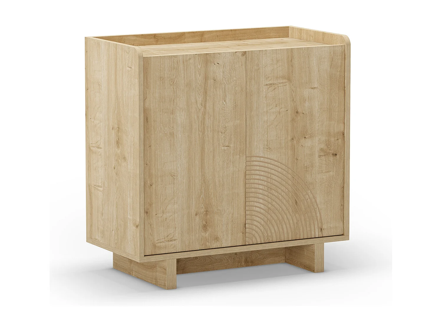 Buffet, meuble de rangement aspect bois avec 2 portes coloris chêne - Longueur 80 x Profondeur 40 x Hauteur 80 cm