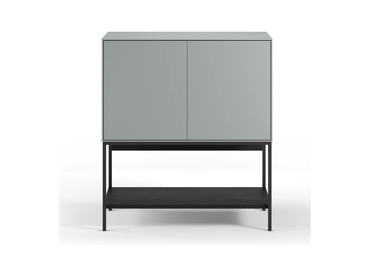 Buffet, meuble de rangement aspect bois avec 2 portes coloris Vert, pieds en métal noir   -Longueur 80 x Profondeur 40 x Hauteur 90 cm