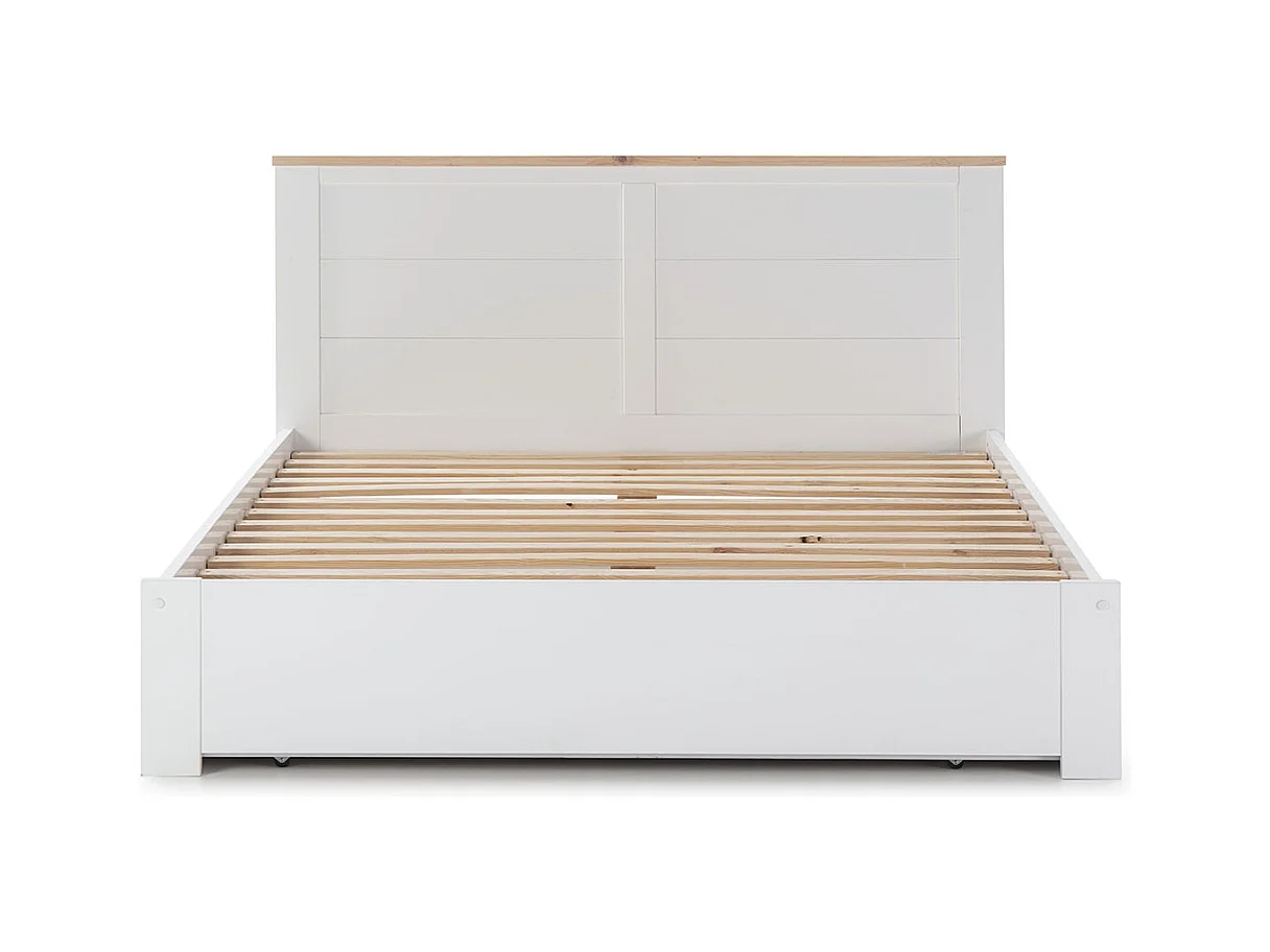 Lit adulte, lit double avec tiroirs coloris blanc, couchage 160 x 200 cm - Longueur 208 x Profondeur 173 x Hauteur 100 cm