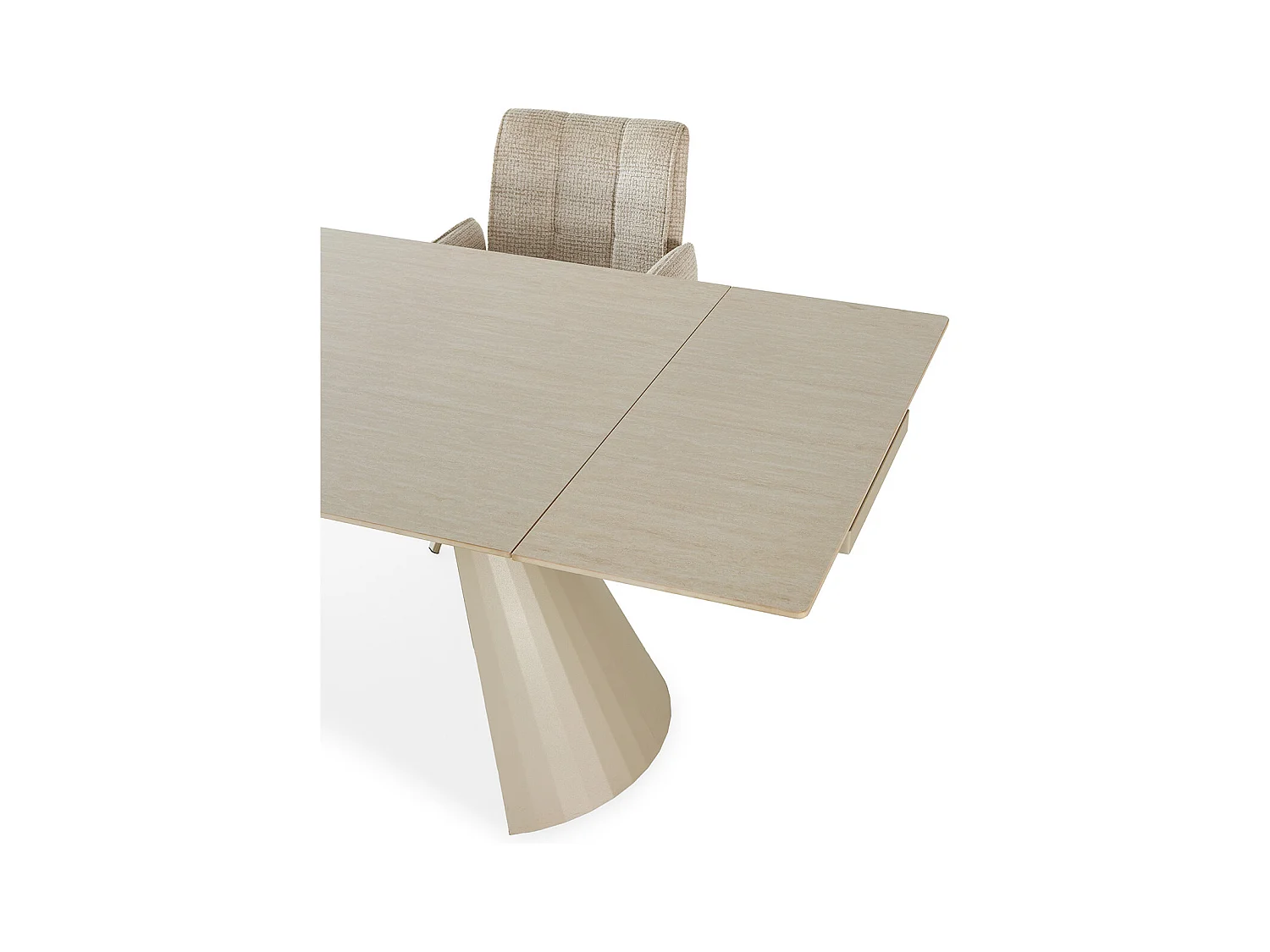 Table à manger, table de repas rectangulaire extensible en pierre fritté, pieds en métal coloris crème - Longueur 180-260 x Profondeur 90 x Hauteur 76 cm