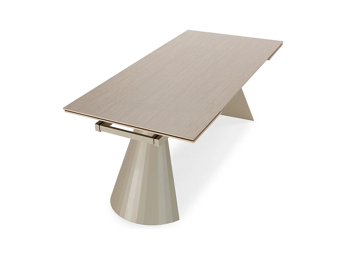 Table à manger, table de repas rectangulaire extensible en pierre fritté, pieds en métal coloris crème - Longueur 180-260 x Profondeur 90 x Hauteur 76 cm