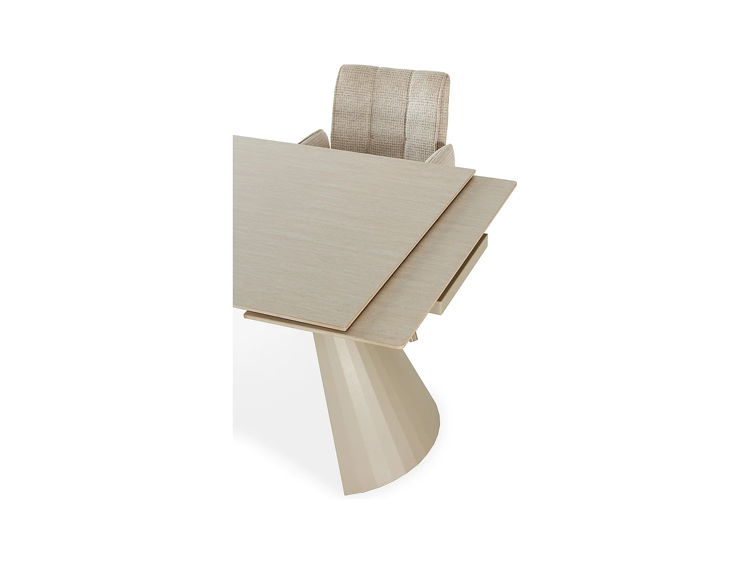 Table à manger, table de repas rectangulaire extensible en pierre fritté, pieds en métal coloris crème - Longueur 180-260 x Profondeur 90 x Hauteur 76 cm