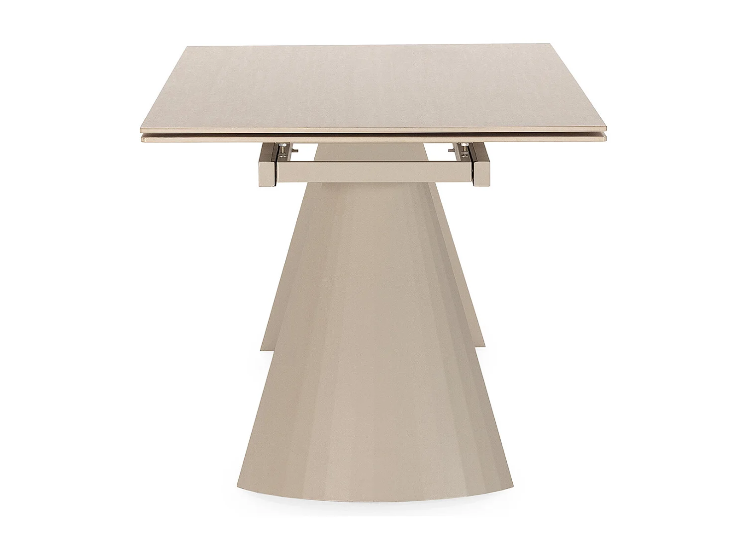 Table à manger, table de repas rectangulaire extensible en pierre fritté, pieds en métal coloris crème - Longueur 180-260 x Profondeur 90 x Hauteur 76 cm