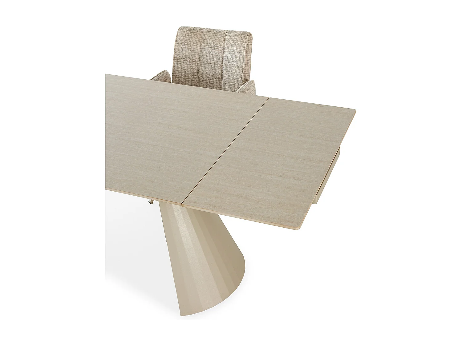 Table à manger, table de repas rectangulaire extensible en pierre fritté, pieds en métal coloris crème - Longueur 180-260 x Profondeur 90 x Hauteur 76 cm