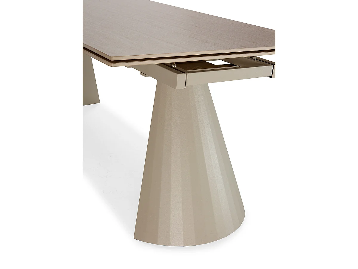 Table à manger, table de repas rectangulaire extensible en pierre fritté, pieds en métal coloris crème - Longueur 180-260 x Profondeur 90 x Hauteur 76 cm