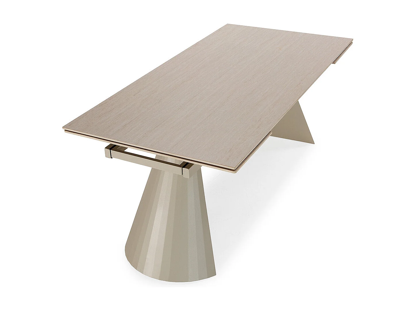 Table à manger, table de repas rectangulaire extensible en pierre fritté, pieds en métal coloris crème - Longueur 180-260 x Profondeur 90 x Hauteur 76 cm