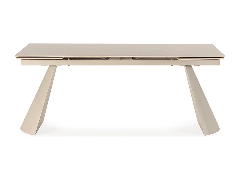 Table à manger, table de repas rectangulaire extensible en pierre fritté, pieds en métal coloris crème - Longueur 180-260 x Profondeur 90 x Hauteur 76 cm