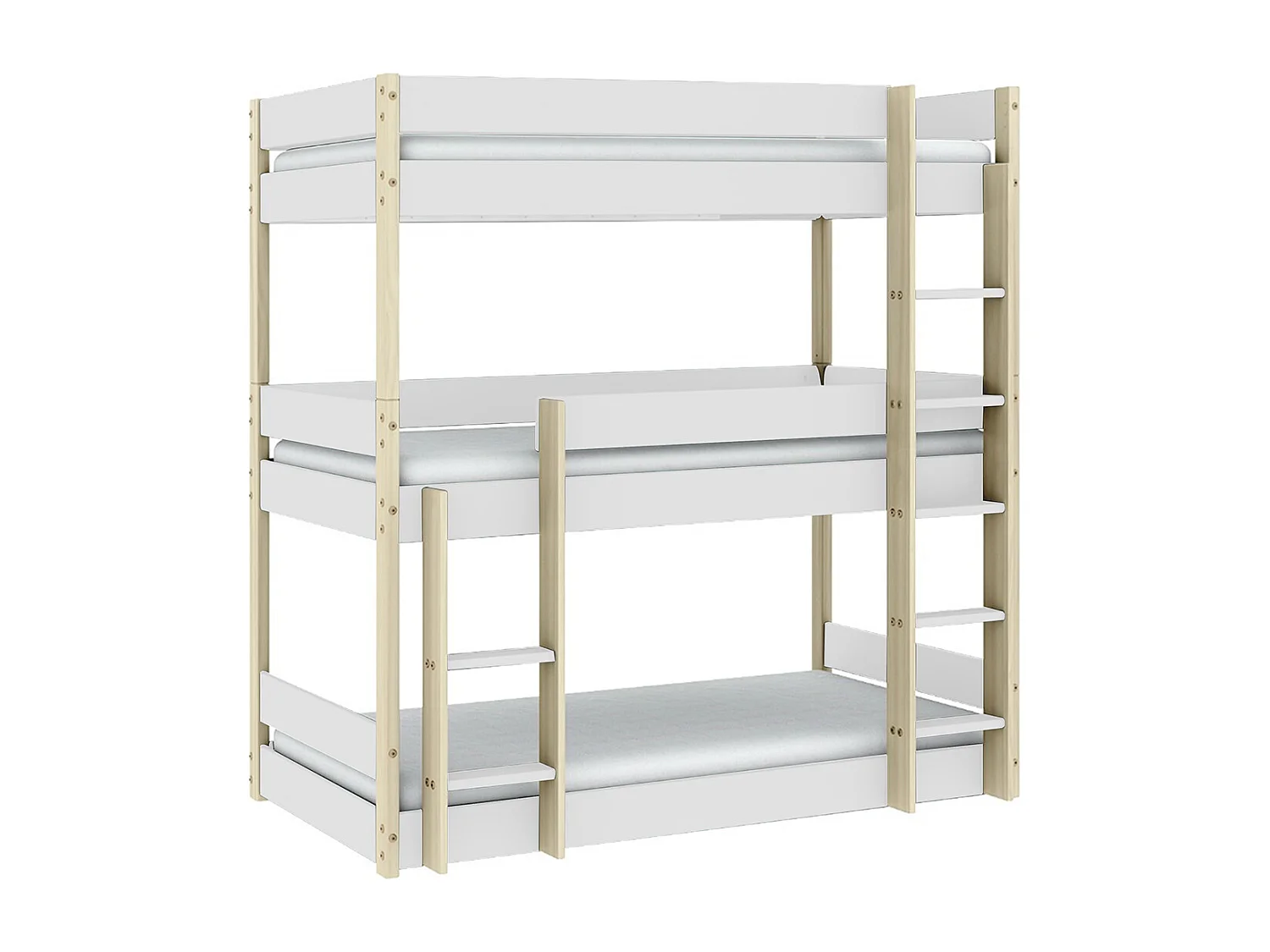 Lit superposé enfant coloris blanc, couchage 90 x 190 cm - Longueur 200 x Profondeur 107 x Hauteur 197 cm