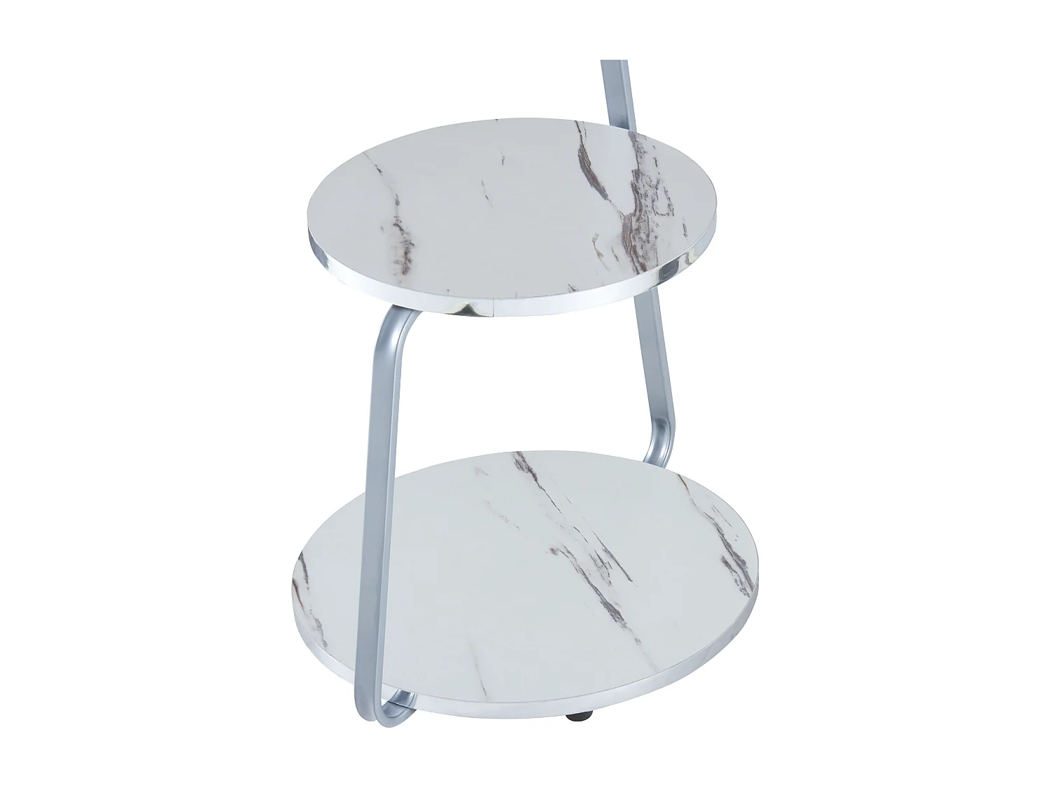 Table d'appoint Sipoo à 3 niveaux 74 x 46 x 37 cm marbre blanc / argenté [en.casa]