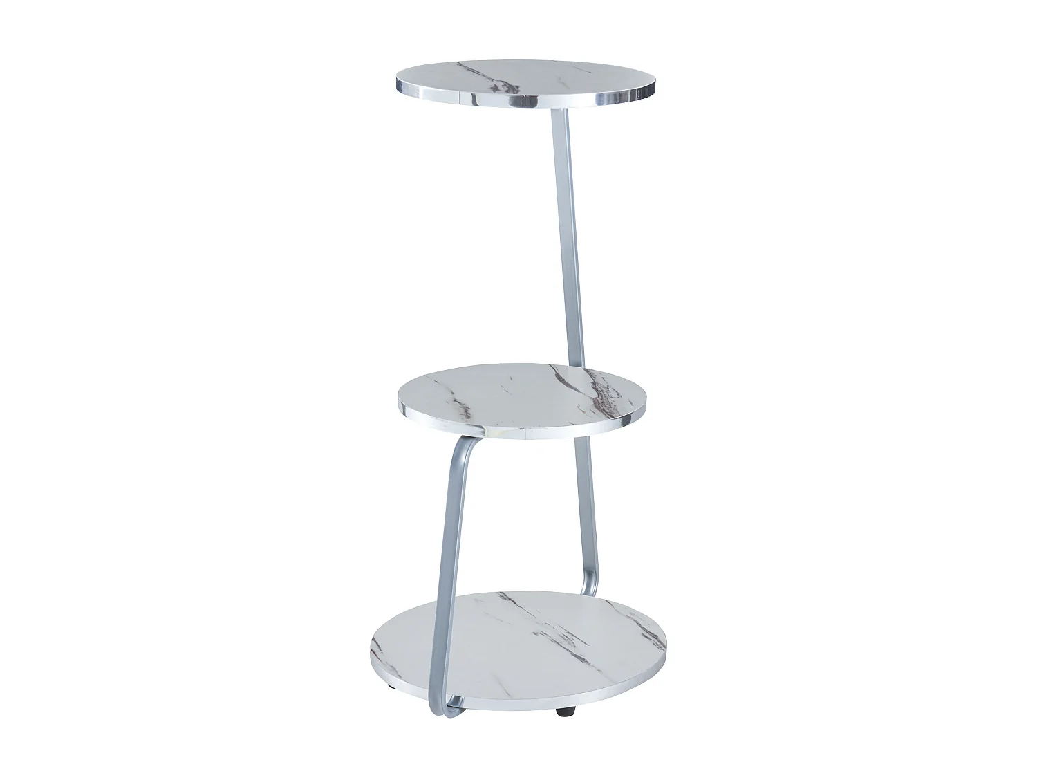Table d&#039;appoint Sipoo à 3 niveaux 74 x 46 x 37 cm marbre blanc / argenté [en.casa]