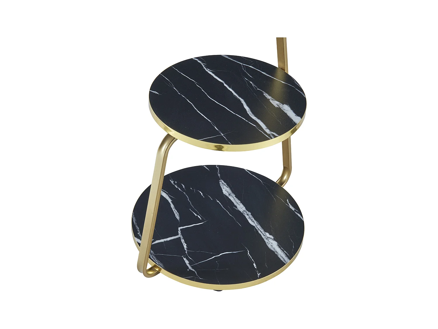 Table d'appoint Sipoo à 3 niveaux 74 x 46 x 37 cm marbre noir / marbre blanc / doré [en.casa]