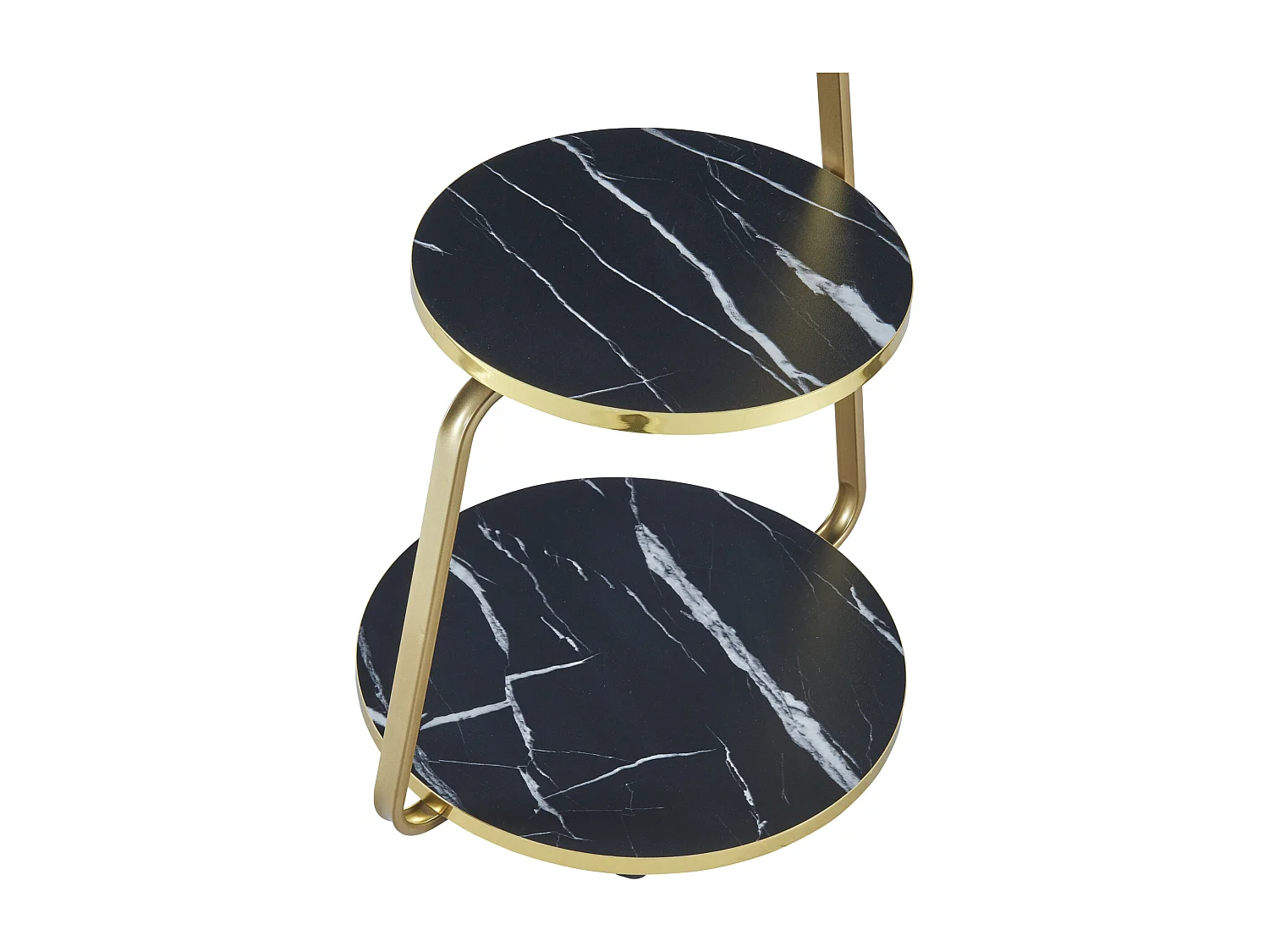 Table d'appoint Sipoo à 3 niveaux 74 x 46 x 37 cm marbre noir / marbre blanc / doré [en.casa]