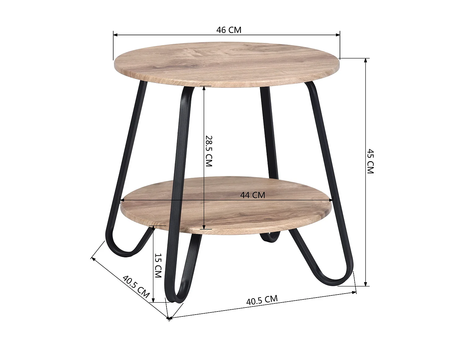 Table basse ronde Table d'extrémité Table d'appoint avec rangement