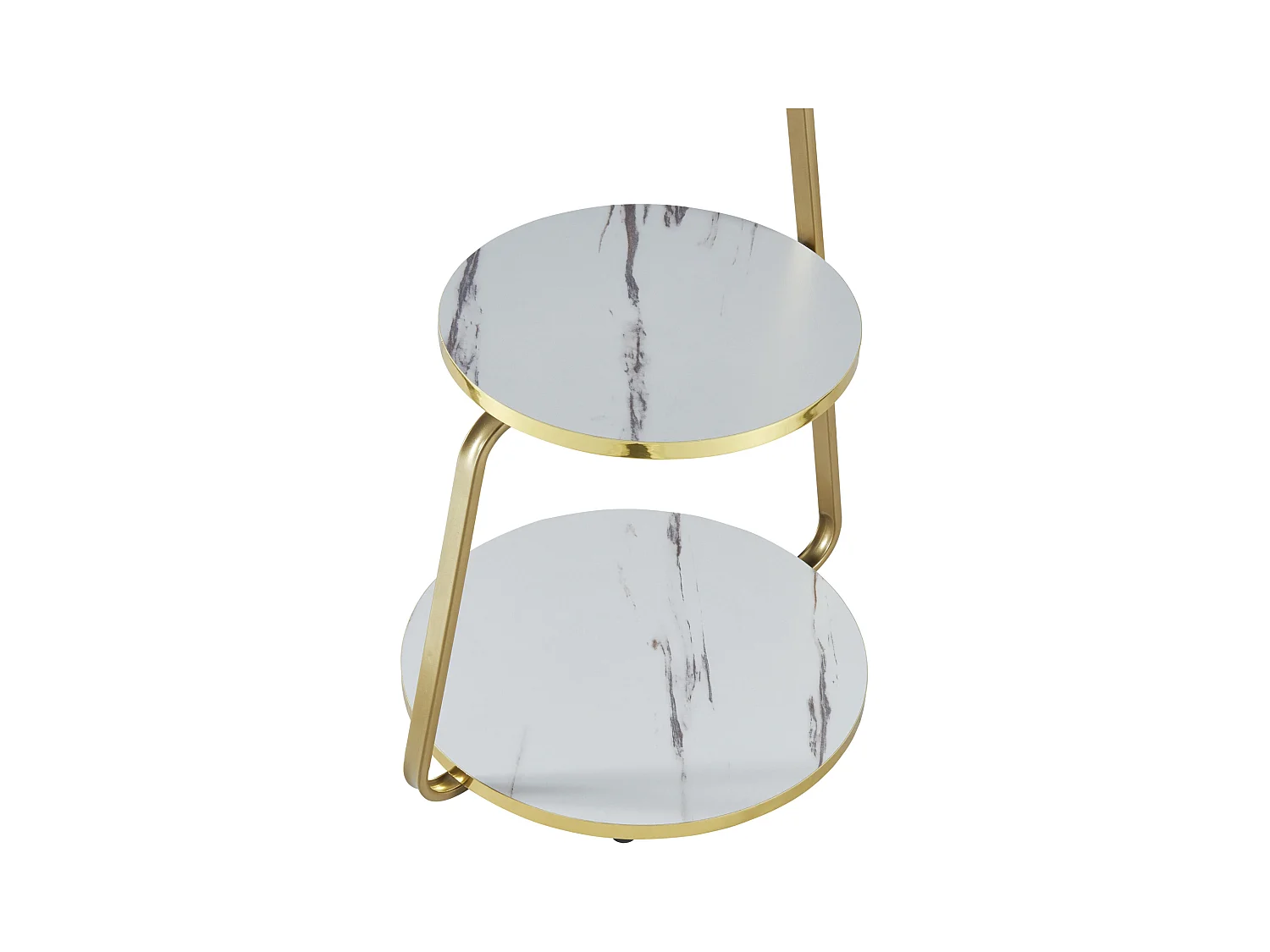 Table d'appoint Sipoo à 3 niveaux 74 x 46 x 37 cm marbre blanc / marbre noir / doré [en.casa]