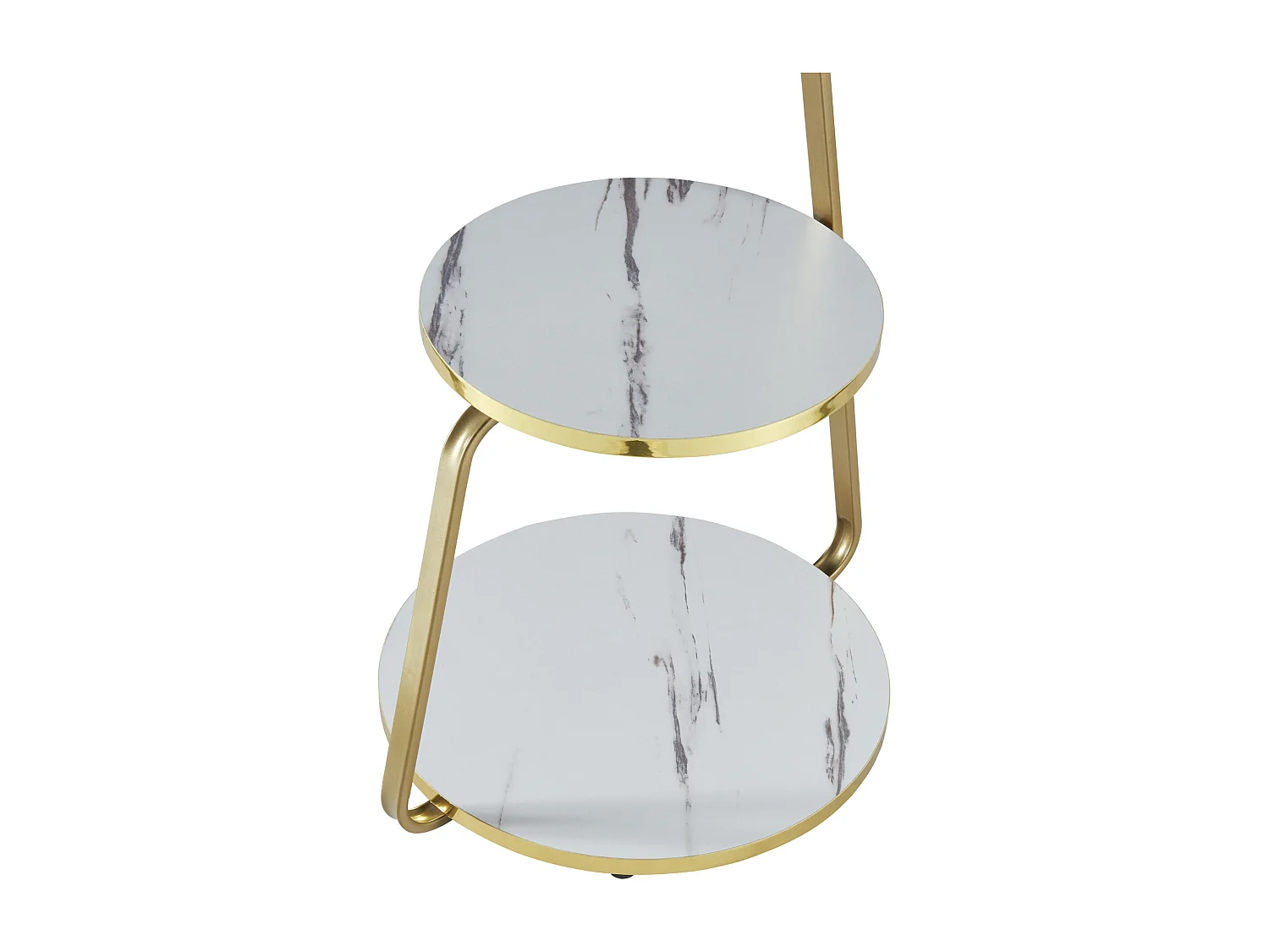 Table d'appoint Sipoo à 3 niveaux 74 x 46 x 37 cm marbre blanc / marbre noir / doré [en.casa]