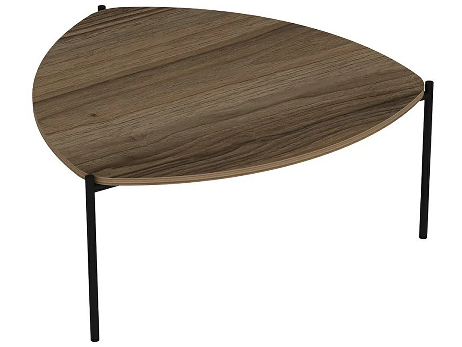 Table basse triangulaire Gladsaxe 40 x 90 x 89 cm effet noyer / noir [en.casa]