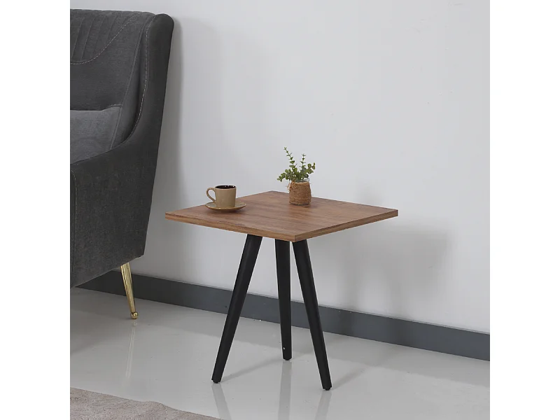 Table basse Ballerup carrée 50 x 45 x 45 cm effet noyer noir [en.casa]