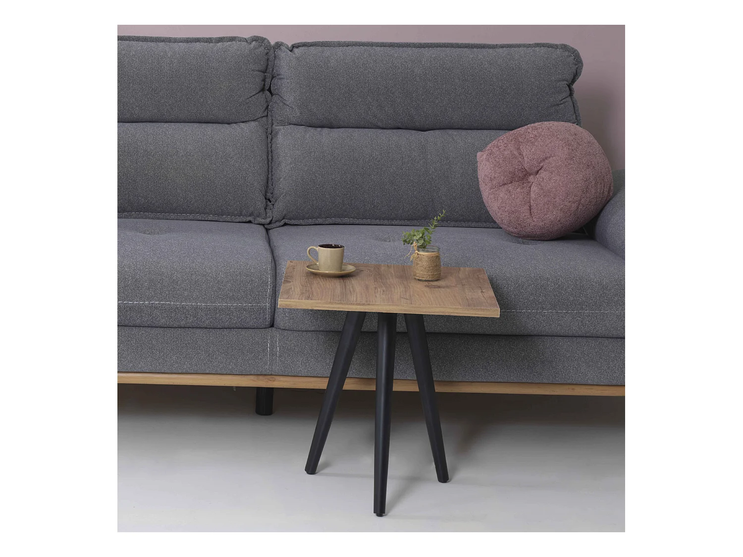 Table basse Ballerup carrée 50 x 45 x 45 cm effet noyer noir [en.casa]