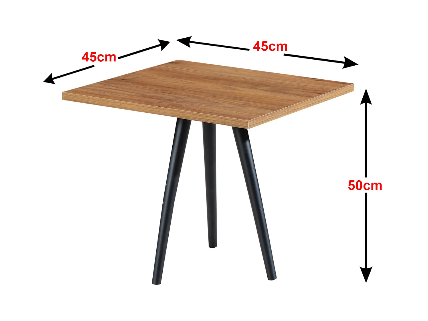 Table basse Ballerup carrée 50 x 45 x 45 cm effet noyer noir [en.casa]