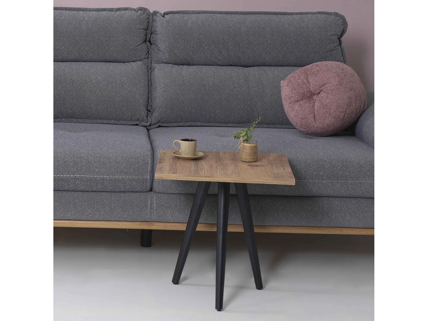 Table basse Ballerup carrée 50 x 45 x 45 cm effet noyer noir [en.casa]