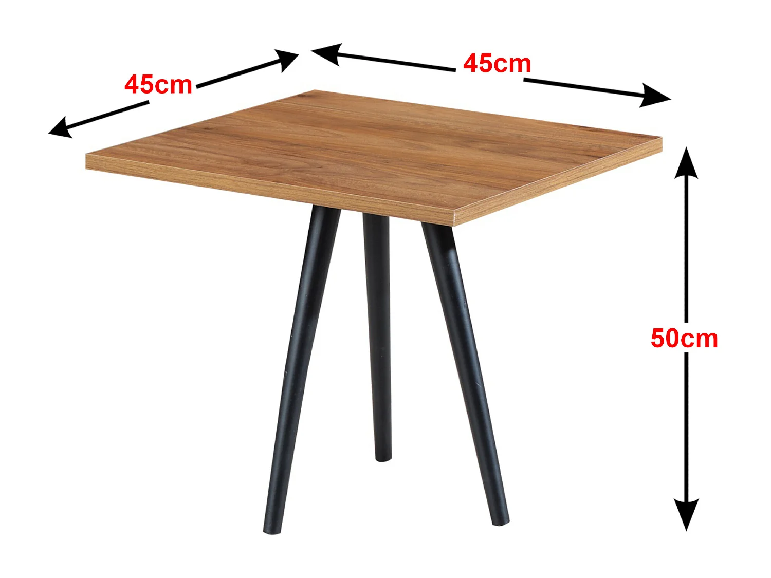 Table basse Ballerup carrée 50 x 45 x 45 cm effet noyer noir [en.casa]