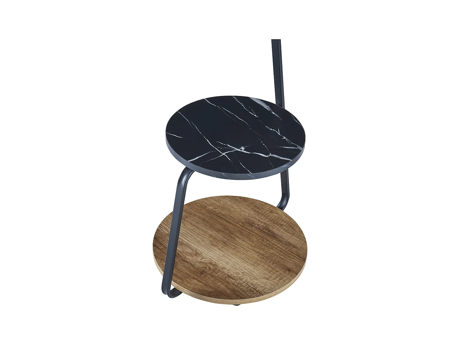 Table d'appoint Sipoo à 3 niveaux 74 x 46 x 37 cm effet noyer / marbre noir / noir [en.casa]