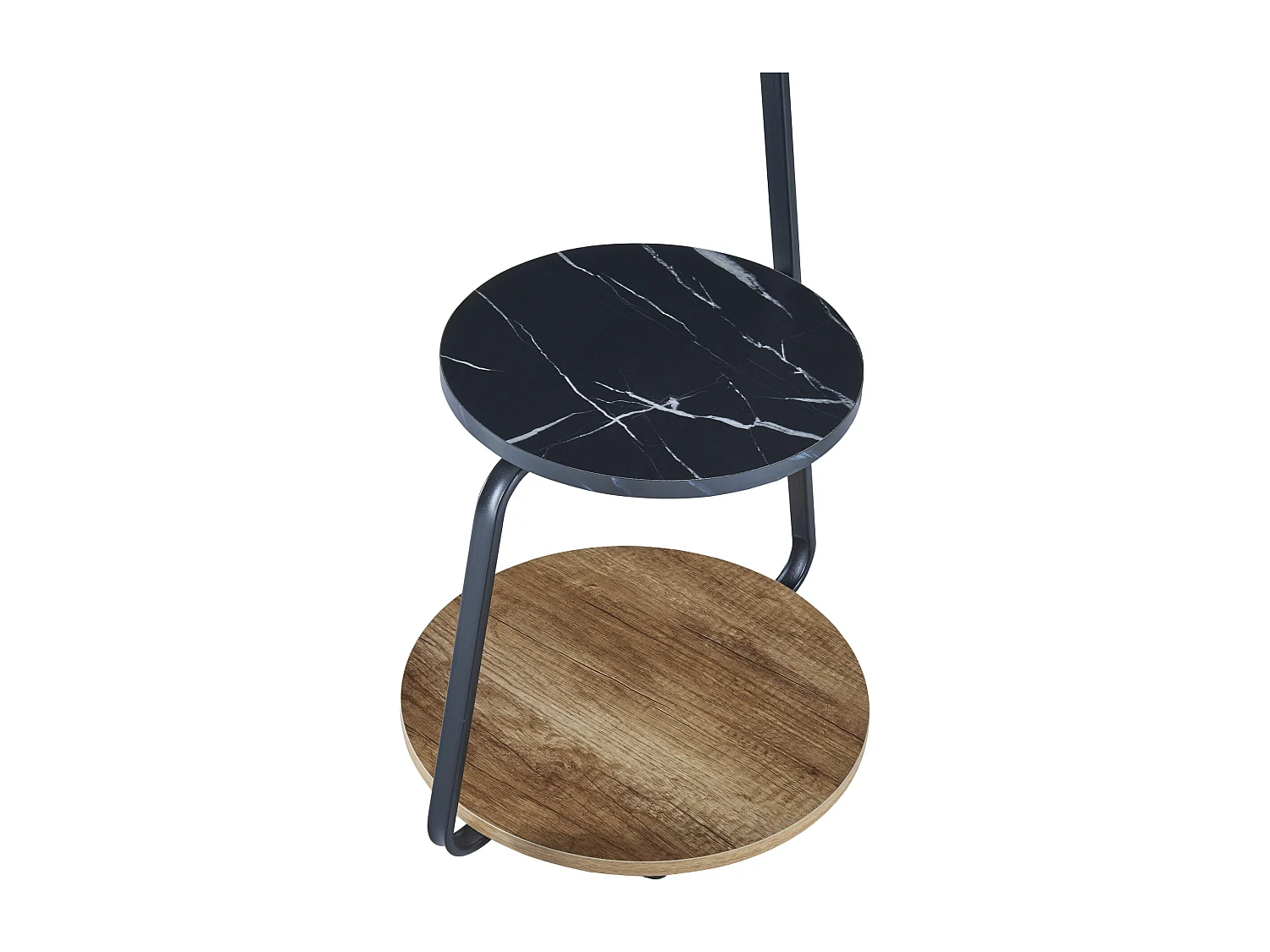 Table d'appoint Sipoo à 3 niveaux 74 x 46 x 37 cm effet noyer / marbre noir / noir [en.casa]