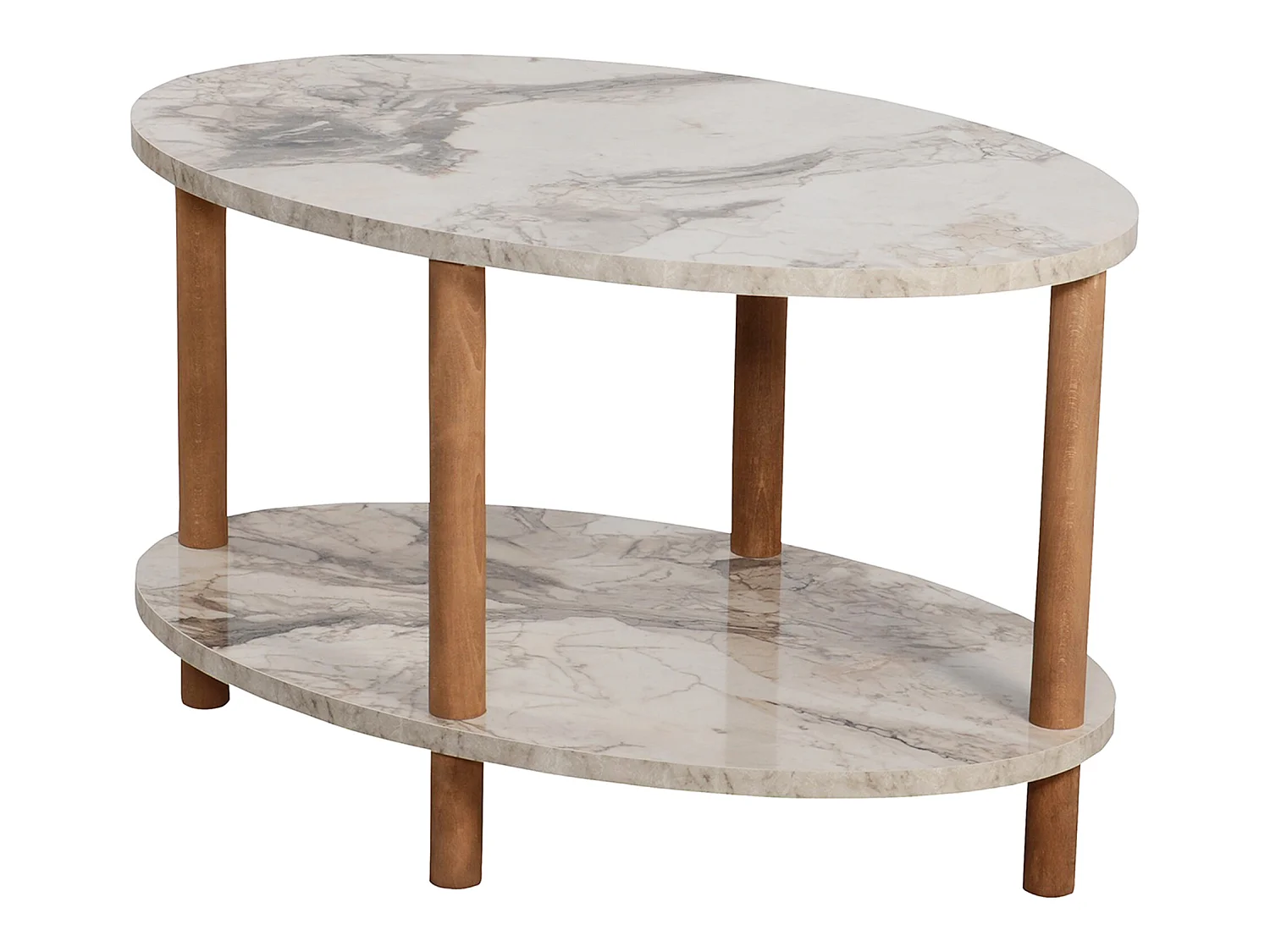 Table basse ovale Højreby 43 x 70 x 44 cm marbre crème [en.casa]