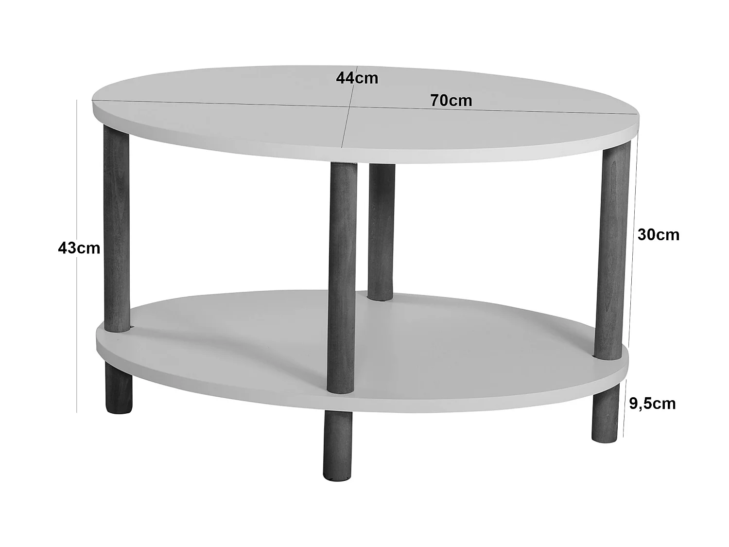 Table basse ovale Højreby 43 x 70 x 44 cm marbre crème [en.casa]