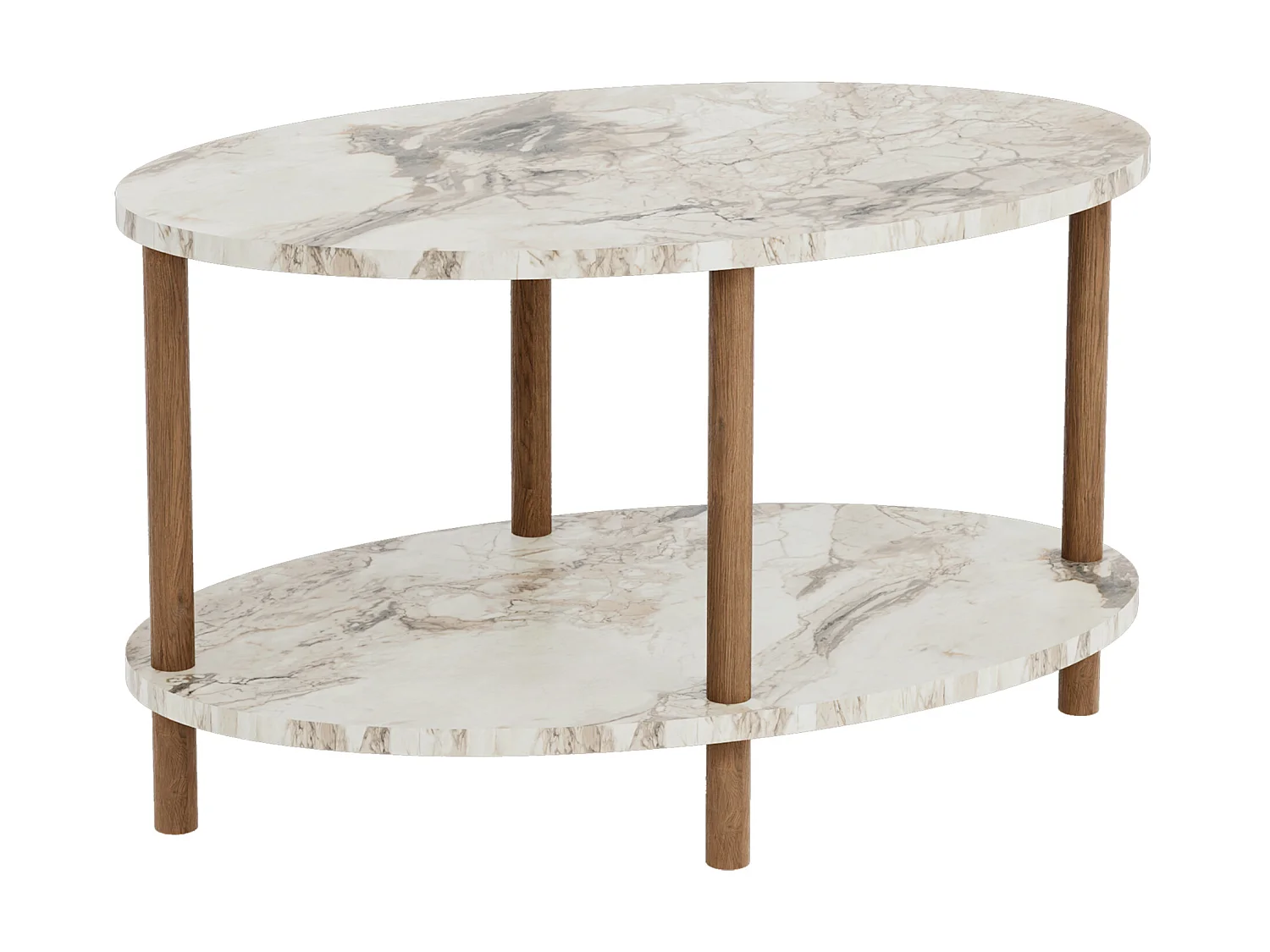 Table basse ovale Højreby 43 x 70 x 44 cm marbre crème [en.casa]