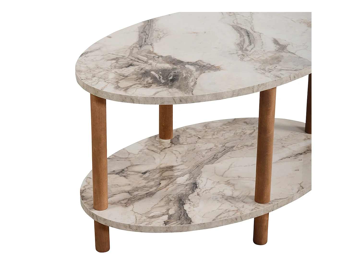 Table basse ovale Højreby 43 x 70 x 44 cm marbre crème [en.casa]