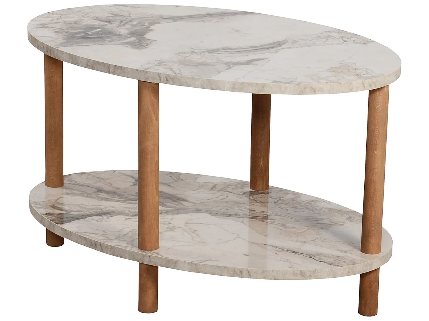 Table basse ovale Højreby 43 x 70 x 44 cm marbre crème [en.casa]