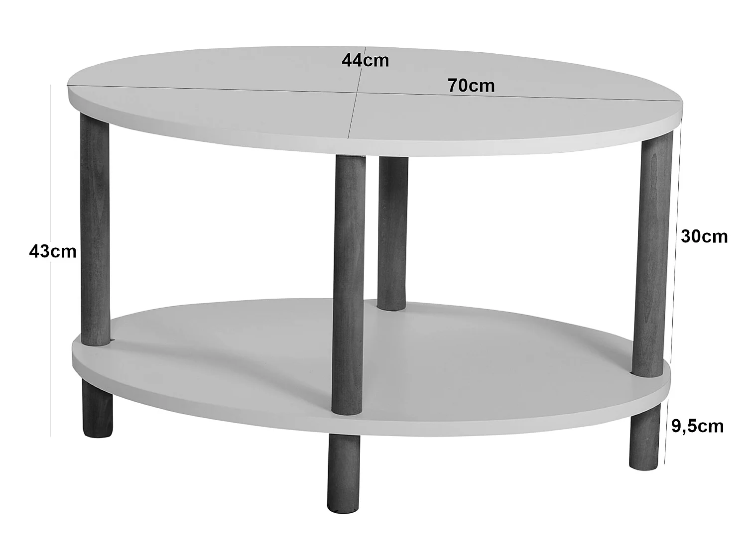 Table basse ovale Højreby 43 x 70 x 44 cm marbre crème [en.casa]