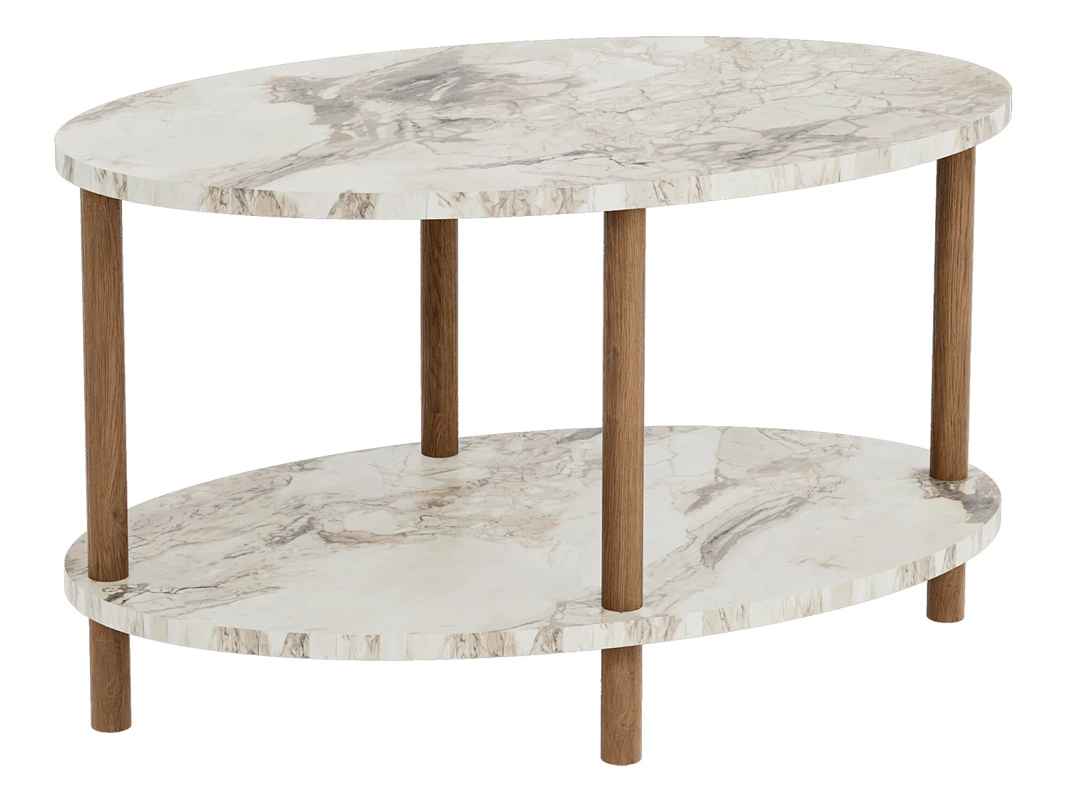 Table basse ovale Højreby 43 x 70 x 44 cm marbre crème [en.casa]