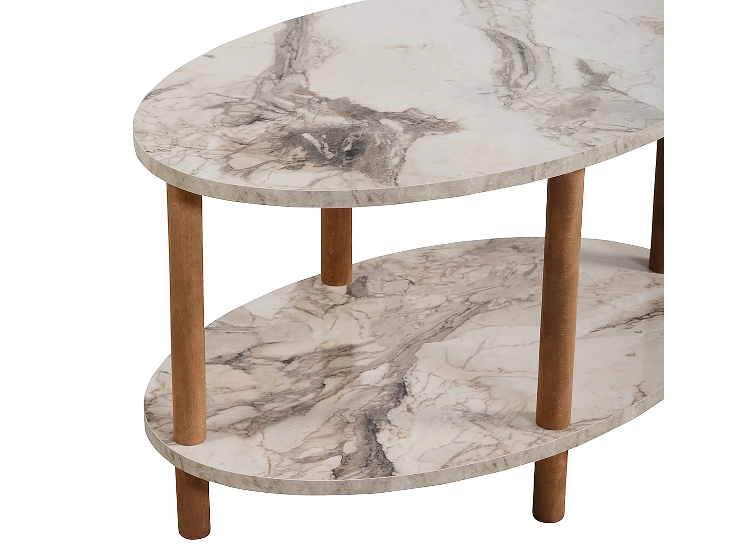 Table basse ovale Højreby 43 x 70 x 44 cm marbre crème [en.casa]