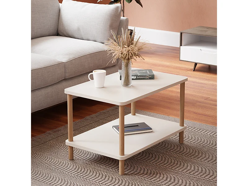 Table basse rectangulaire Jelling 43 x 70 x 44 cm blanc [en.casa]