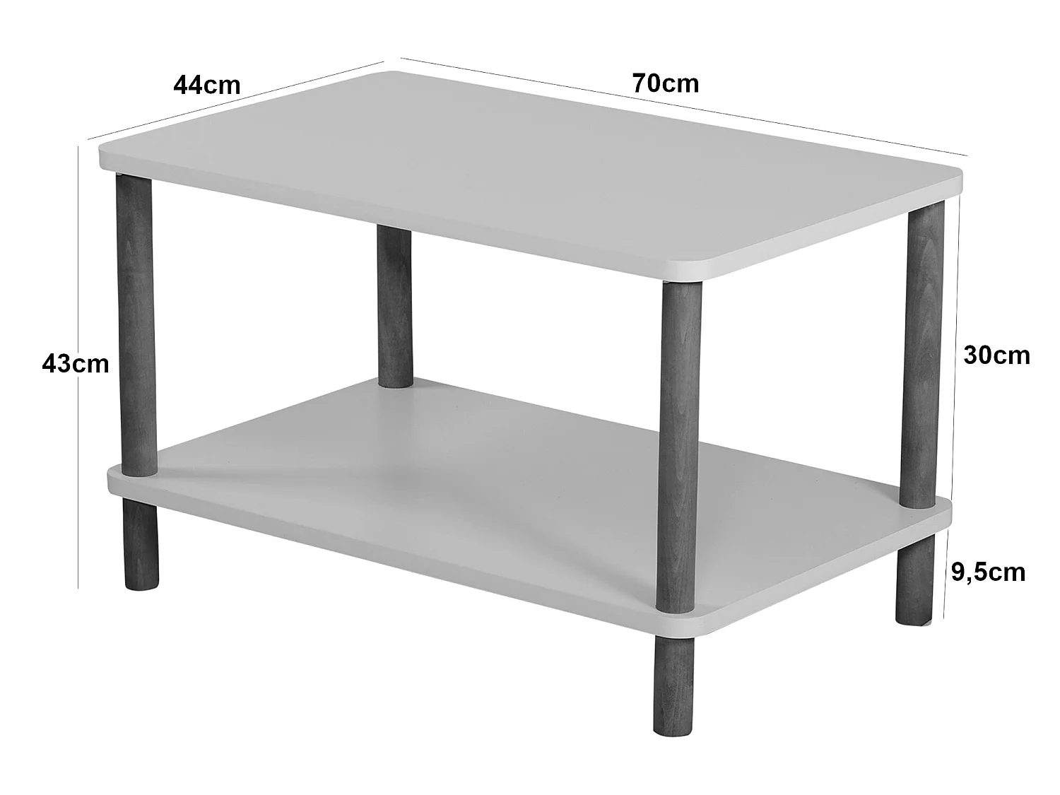Table basse rectangulaire Jelling 43 x 70 x 44 cm blanc [en.casa]
