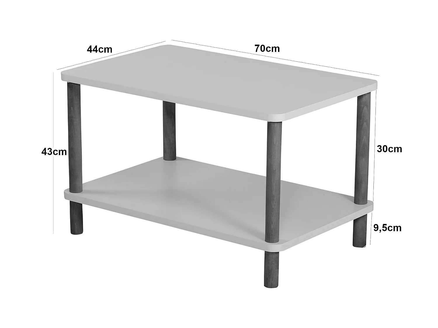 Table basse rectangulaire Jelling 43 x 70 x 44 cm effet bois [en.casa]