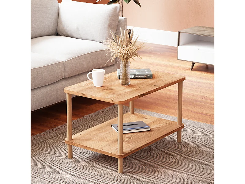 Table basse rectangulaire Jelling 43 x 70 x 44 cm effet bois [en.casa]