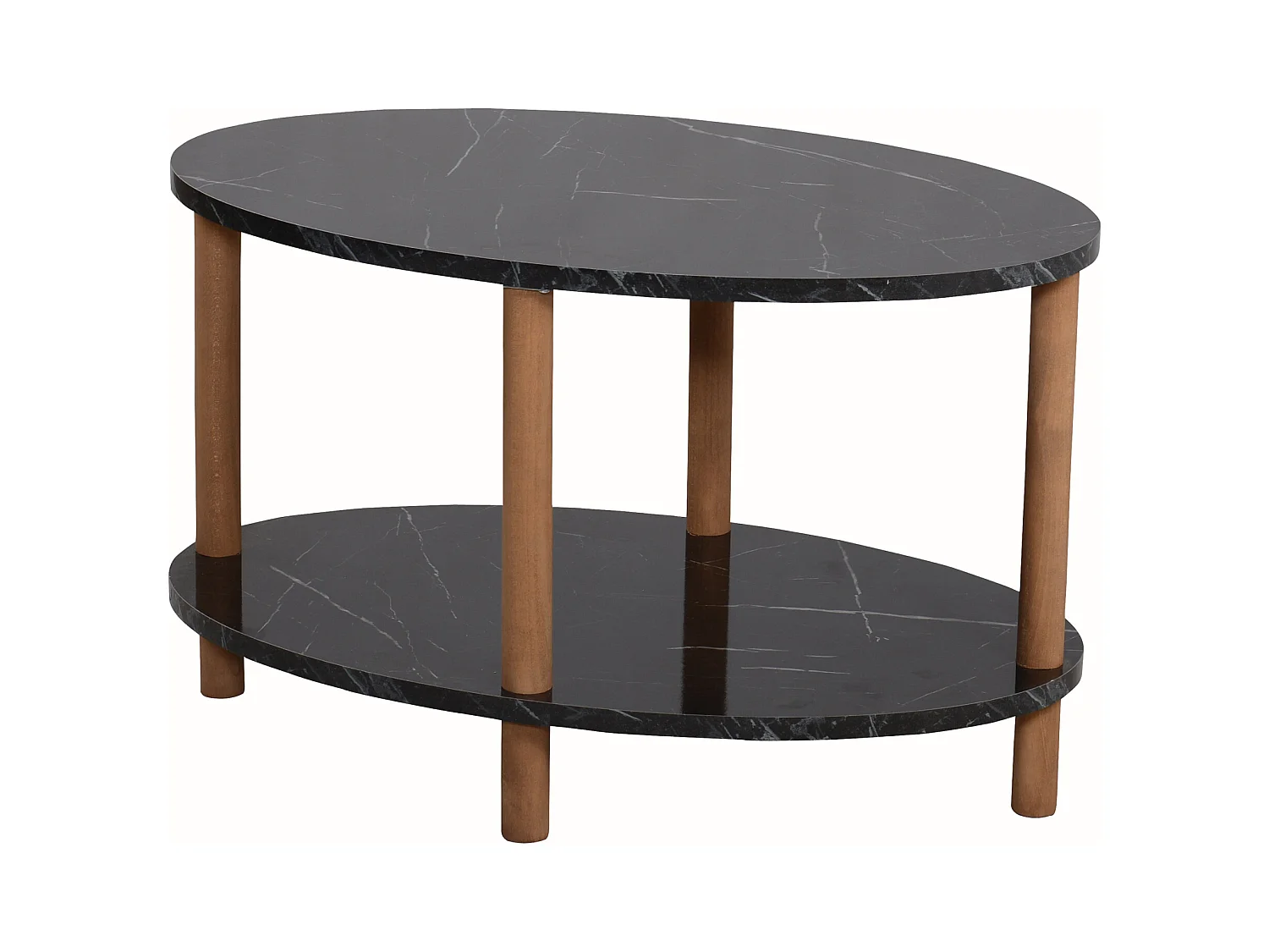 Table basse ovale Højreby 43 x 70 x 44 cm marbre noir [en.casa]